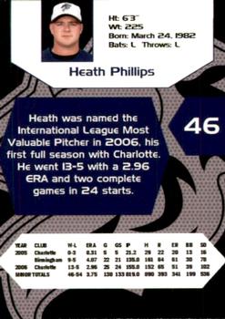 2007 Charlotte Knights Team Issue #19 Heath Phillips Back