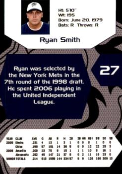 2007 Charlotte Knights Team Issue #23 Ryan Smith Back