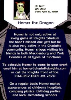 2007 Charlotte Knights Team Issue #30 Homer The Dragon / Caroline Back
