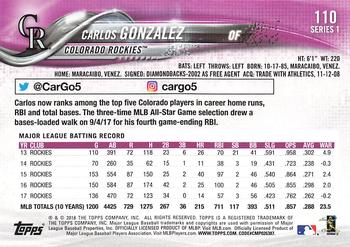2018 Topps - All-Star Game #110 Carlos Gonzalez Back