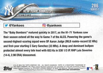 2018 Topps - All-Star Game #286 New York Yankees Back