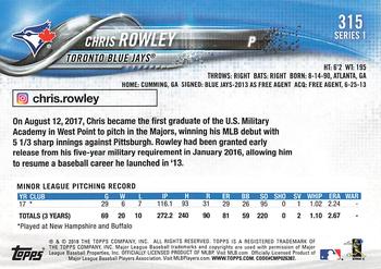 2018 Topps - All-Star Game #315 Chris Rowley Back