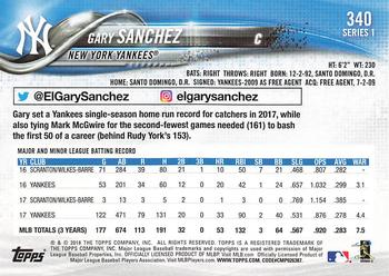 2018 Topps - All-Star Game #340 Gary Sanchez Back
