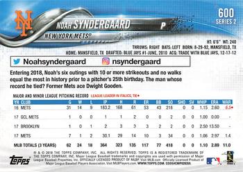 2018 Topps - All-Star Game #600 Noah Syndergaard Back