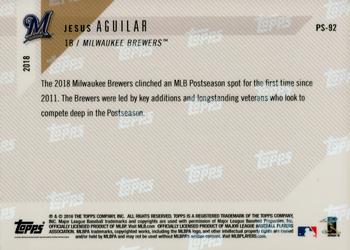 2018 Topps Now Postseason Milwaukee Brewers #PS-92 Jesus Aguilar Back