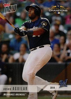 2018 Topps Now Postseason Milwaukee Brewers #PS-92 Jesus Aguilar Front