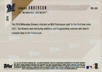 2018 Topps Now Postseason Milwaukee Brewers #PS-101 Chase Anderson Back