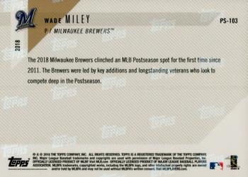 2018 Topps Now Postseason Milwaukee Brewers #PS-103 Wade Miley Back