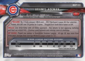 2018 Bowman Chrome - Prospects Purple Shimmer Refractor #BCP191 Aramis Ademan Back