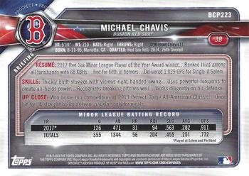 2018 Bowman Chrome - Prospects Purple Shimmer Refractor #BCP223 Michael Chavis Back