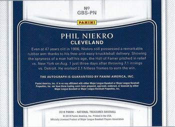 2018 Panini National Treasures - Game Ball Signatures #GBS-PN Phil Niekro Back