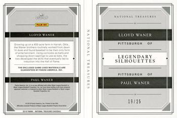 2018 Panini National Treasures - Legendary Silhouette Duals Booklets #LSB-LP Lloyd Waner / Paul Waner Back
