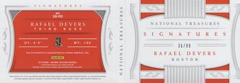 2018 Panini National Treasures - NT Signature Booklet #SB-RD Rafael Devers Back