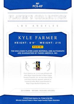 2018 Panini National Treasures - Player's Collection Signatures Holo Silver #PCS-KF Kyle Farmer Back
