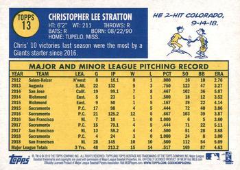 2019 Topps Heritage #13 Chris Stratton Back