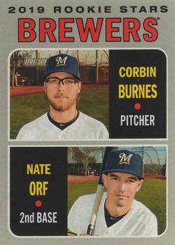 2019 Topps Heritage #88 Brewers 2019 Rookie Stars (Corbin Burnes / Nate Orf) Front