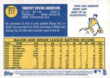 2019 Topps Heritage #217 Tim Anderson Back