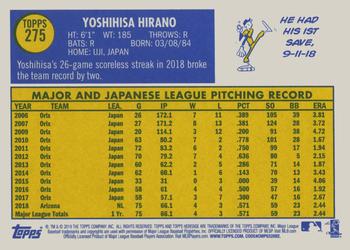 2019 Topps Heritage #275 Yoshihisa Hirano Back