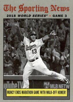 2019 Topps Heritage #307 Muncy Ends Marathon Game with Walk-Off Homer! Front
