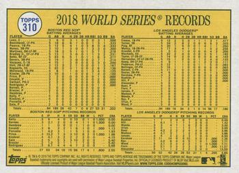 2019 Topps Heritage #310 Red Sox Celebrate World Series Title Win! Back