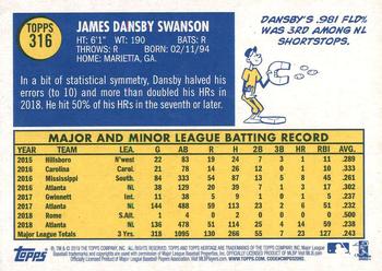 2019 Topps Heritage #316 Dansby Swanson Back