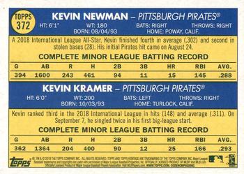 2019 Topps Heritage #372 Pirates 2019 Rookie Stars (Kevin Newman / Kevin Kramer) Back