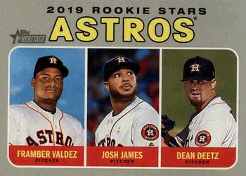 2019 Topps Heritage #400 Astros 2019 Rookie Stars (Framber Valdez / Josh James / Dean Deetz) Front