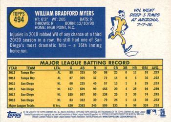 2019 Topps Heritage #494 Wil Myers Back
