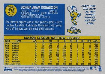 2019 Topps Heritage #278 Josh Donaldson Back