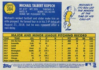 2019 Topps Heritage #384 Michael Kopech Back