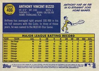 2019 Topps Heritage #406 Anthony Rizzo Back