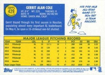 2019 Topps Heritage #429 Gerrit Cole Back