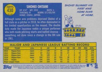 2019 Topps Heritage #430 Shohei Ohtani Back