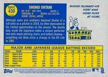 2019 Topps Heritage #430 Shohei Ohtani Back