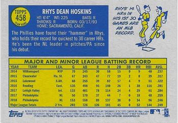 2019 Topps Heritage #458 Rhys Hoskins Back