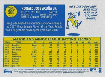 2019 Topps Heritage #500 Ronald Acuna Jr. Back