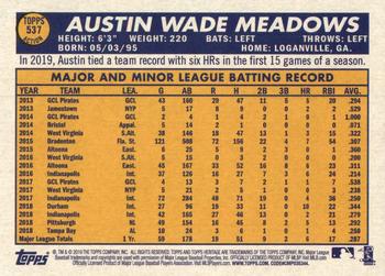 2019 Topps Heritage #537 Austin Meadows Back