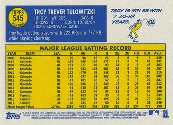 2019 Topps Heritage #545 Troy Tulowitzki Back