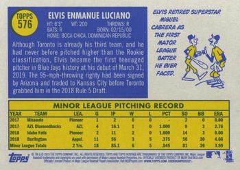 2019 Topps Heritage #576 Elvis Luciano Back