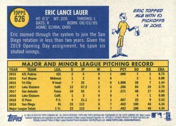 2019 Topps Heritage #626 Eric Lauer Back