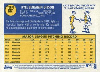 2019 Topps Heritage #661 Kyle Gibson Back