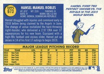 2019 Topps Heritage #673 Hansel Robles Back