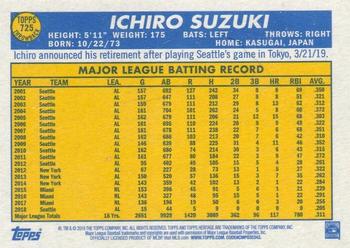 2019 Topps Heritage #725 Ichiro Back
