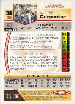 2005 Topps Total #206 Chris Carpenter Back