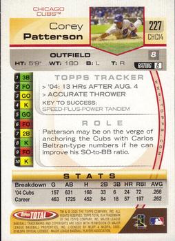 2005 Topps Total #227 Corey Patterson Back