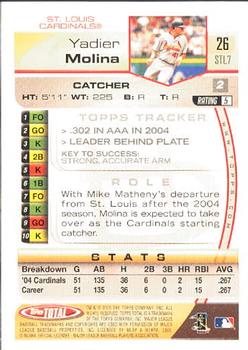 2005 Topps Total #26 Yadier Molina Back