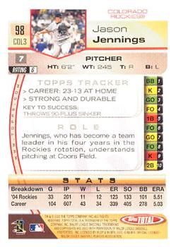 2005 Topps Total #98 Jason Jennings Back