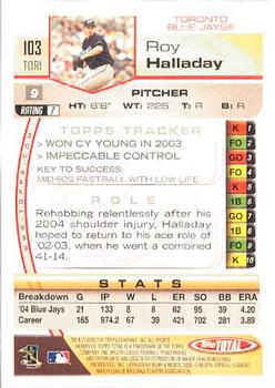 2005 Topps Total #103 Roy Halladay Back