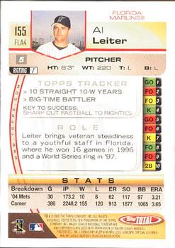 2005 Topps Total #155 Al Leiter Back