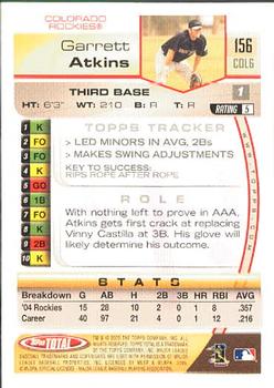 2005 Topps Total #156 Garrett Atkins Back